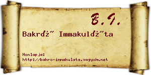 Bakró Immakuláta névjegykártya